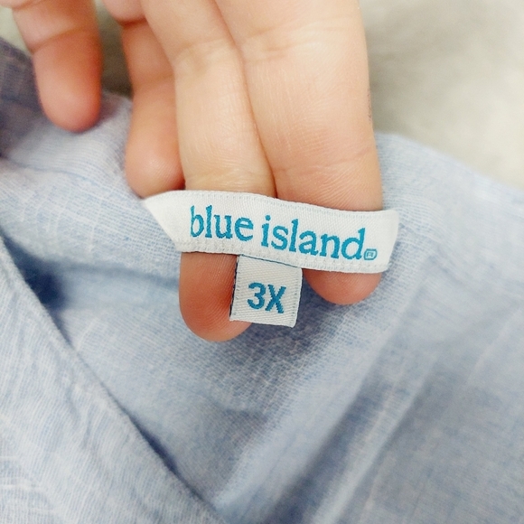 Blue Islands Blue Cotton Puff Sleeve Drawstring Blouse Top P348 - Picture 6 of 8